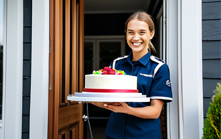 제과업계와 관련된 최신 뉴스 - Modern Bakery Display**

"A brightly lit, modern bakery display case showcasing various cakes: fruit...